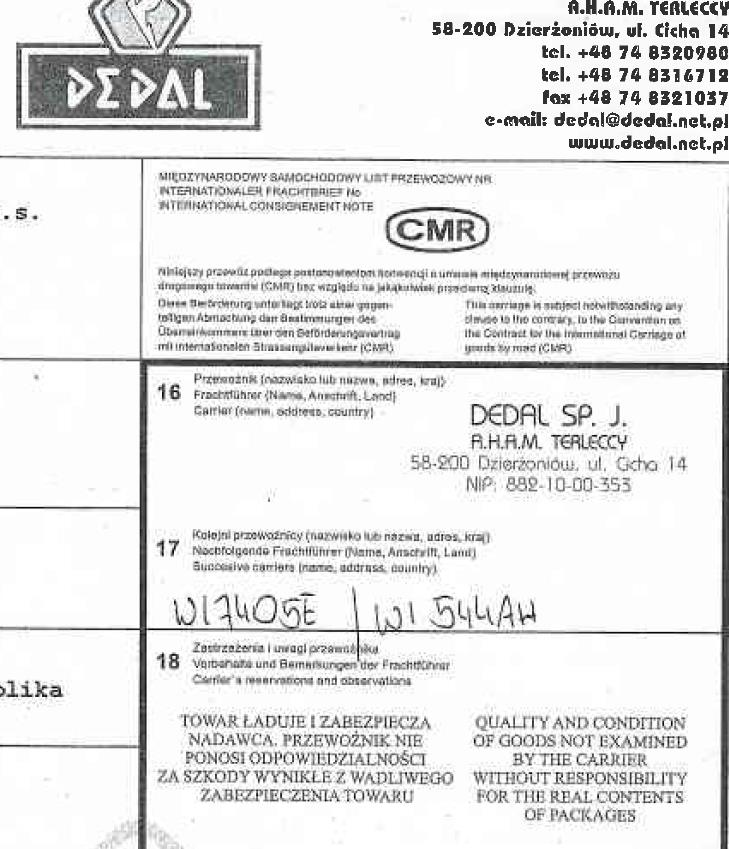 Prepravná zmluva - Dohovor CMR 7. Poškodený. 8. Premočený. 9. Zmrznutý. 10.