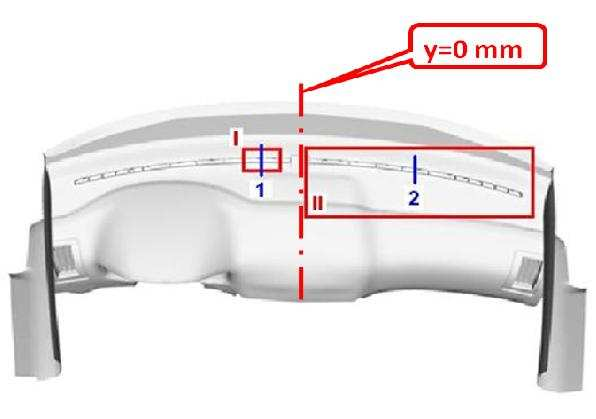 Tato část mřížky o šířce 13 mm je rozdělena na 5 velkých segmentů každý o délce 70 mm a 6 malých segmentů o délce 35 mm. Výška dělících lamel je 17 mm.