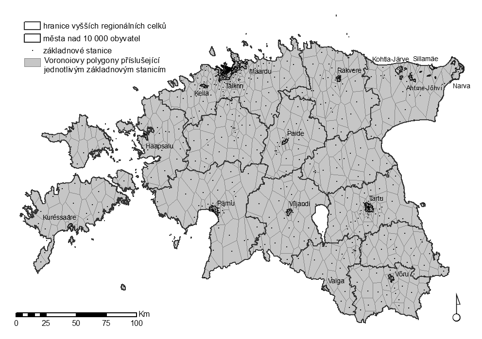 (obrázek 4.7). Dojížďkové proudy byly následně využity jako základ pro regionalizaci denních pohybů obyvatel Estonska (obrázek 4.9).