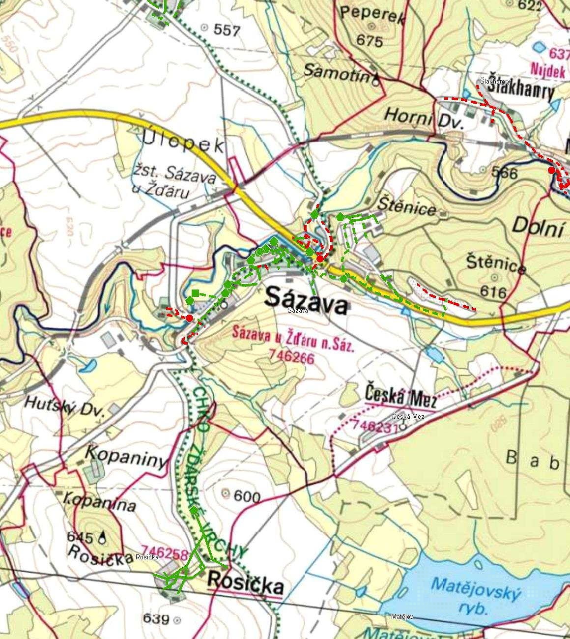 MAPA - KANALIZACE Trasování sítí, lokalizace ČOV, čerpacích stanic, výústí, odlehčovacích komor