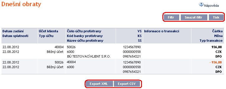 Blokace z karetních transakcí Ve volbě Blokace z karetních transakcí si můžete zobrazit transakce provedené platebními kartami, které čekají na zaúčtování.