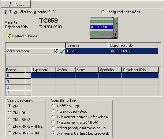Technické vybavení programovatelných automatů řady TC650 14