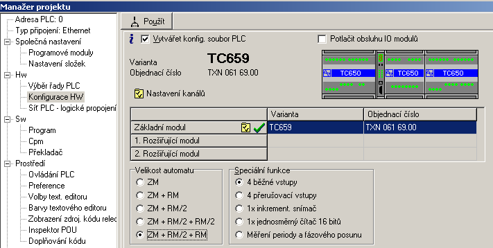 8.OBSLUHA ANALOGOVÝCH MODULŮ 8. OBSLUHA ANALOGOVÝCH MODULŮ 8.1. ZÁKLADNÍ ROZDĚLENÍ MODULŮ Periferní jednotky PLC řady TC650 jsou z hlediska programování PLC rozčleněny do tzv. periferních modulů.