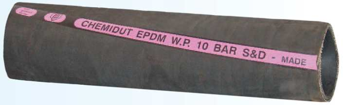 HEMITE EPDM /SPL Tlaková a sací hadice pro chemikálie F až + : Textilní výztuha, ocelová spirála Pryž EPDM èerná, chemicky odolná Pryž EPDM èerná, odolná otìru a ozónu s textilním otiskem Tlaková