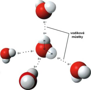 Voda se chová velmi zajímavě; H 2 O má vázané atomy uspořádány nelineárně, kdy chemické vazby mezi atomy svírají úhel přibližně 105.
