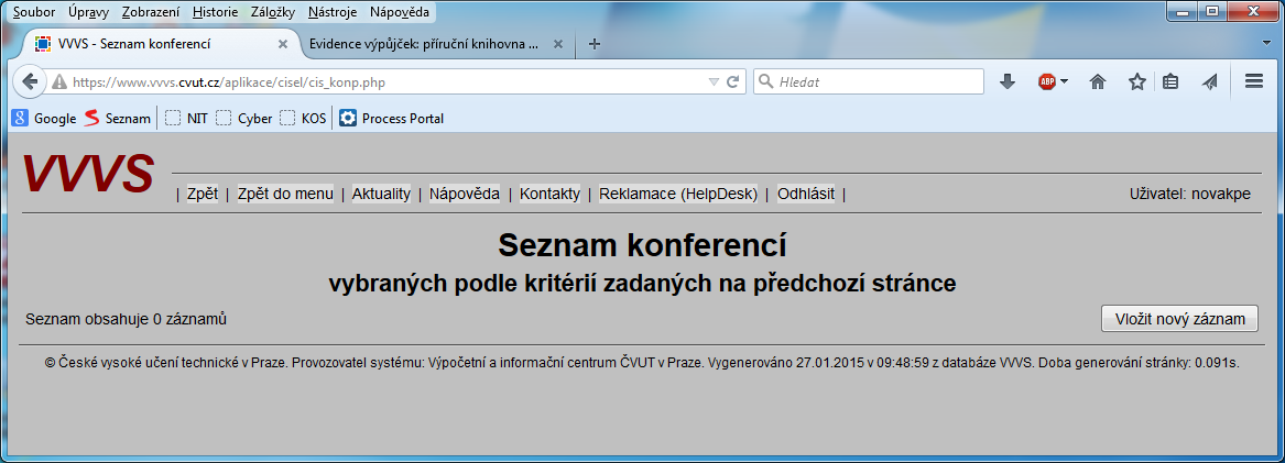 2 Přidání nvé knference Pznámky: - Pr vlžení knference je nutn sehnat všechny infrmace. Ty lze v pdstatě zjistit puze na WWW ze stránek knference.