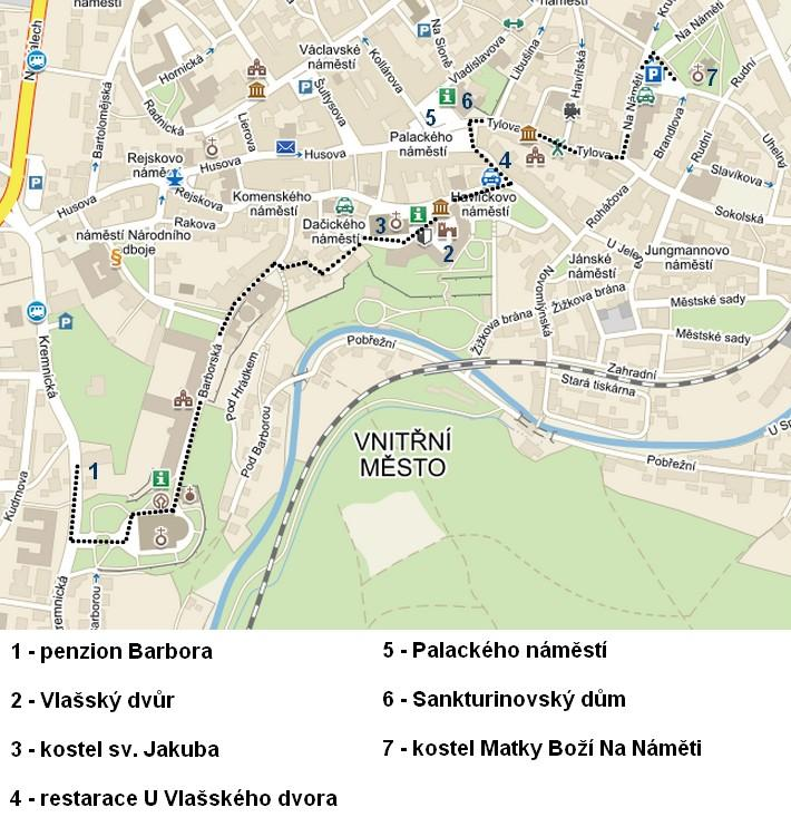 Obrázek 14: Trasa třetího dne Zdroj: vlastní zpracování dle mapy.cz (měřítko 1:300) 2.2.2 Za Barborou do Kutné Hory Balíček je sestaven na první víkend v prosinci, kdy se ve městě koná Oslava sv.