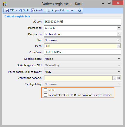 - platiteľ DPH sa môže k MOSS registrovať iba v jednom štáte EU - registráciu k DPH s rovnakým obdobím platnosti a rôznym IČ DPH (DIČ) je možné evidovať pre jeden štát iba v prípade, ak má jedna z