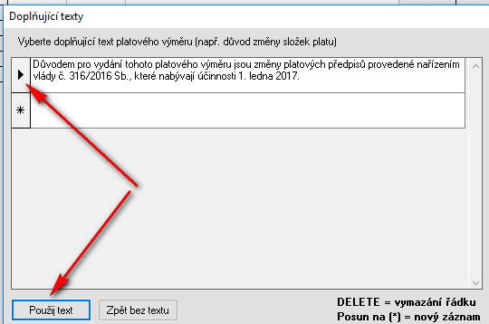 doplňkový text,