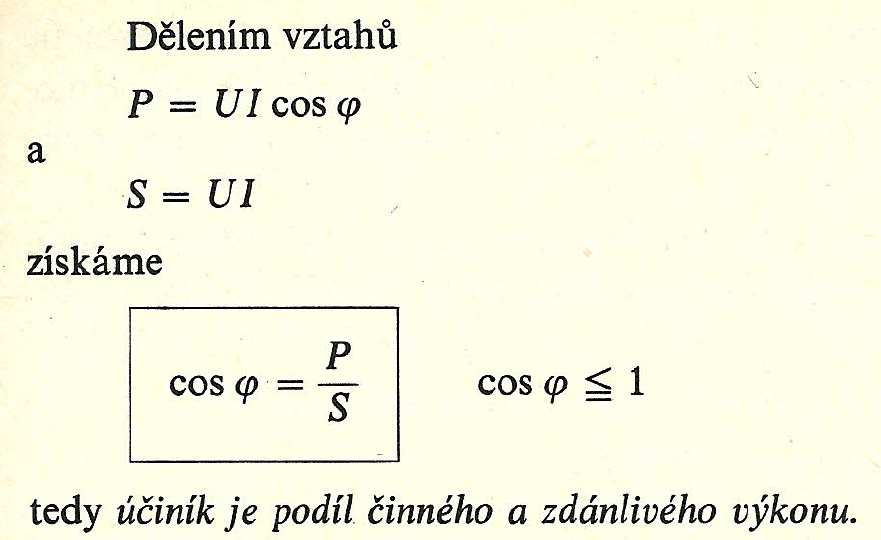 Z fázorového diagramu odvodíme: V elektrorozvodné síti se snažíme o to, aby se účiník cosφ je tzv.