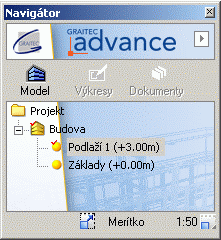 Kapitola 2 Objevte Advance V módu Model Konstrukce budov, konstrukce dopravních staveb nebo prefa konstrukce se vytváří v módu MODEL. Toto je první krok při tvorbě budovy.