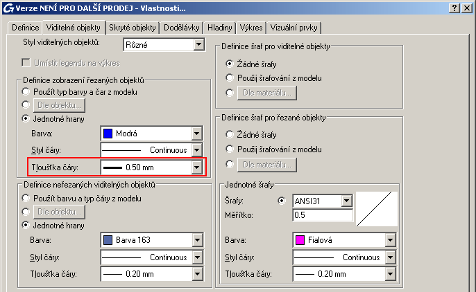 Úprava vlastností výkresu 1. V Navigátoru, v módu Výkresy, klikněte pravým tlačítkem na Řez A-A a z kontextového menu vyberte Vlastnosti. 2.