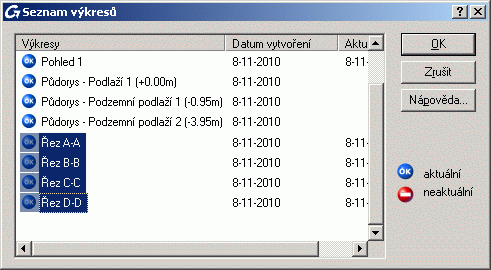 V Navigátoru, v módu Výkresy, klikněte pravým tlačítkem na Řez A-A a z kontextového menu vyberte Seskupení výkresů. 2.