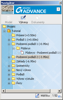 Zvolte Podzemní podlaží 1 3. Stiskněte <OK>. Půdorys je vytvořen.