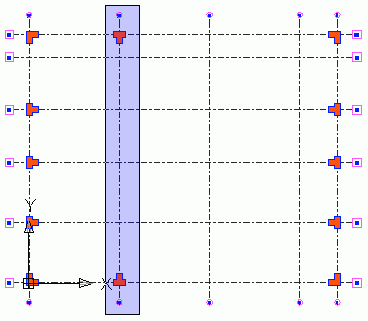 Dále kopírujte sloupy z průsečníků D21' a D17 na E21' a E17. 1. Výběr sloupů D21 a D17. Obrázek 26: Výběr sloupů D21 a D17 2.