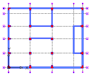 Krok 5: Vytvoření stěny z plných cihel Tento krok popisuje jak vytvořit stěnu z plných cihel mezi průsečíky os D18, D19, E18 a E19. Vytvořit stěnu 1. Na nástrojové liště Modelování, kliněte na. 2.