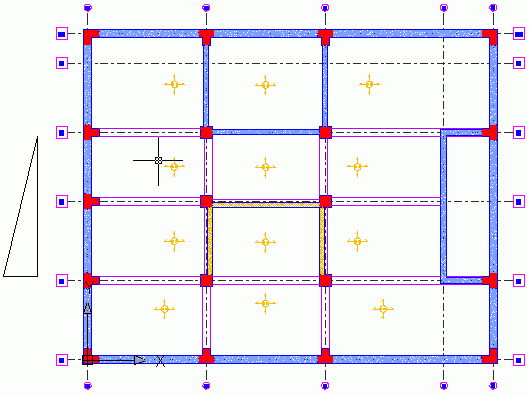 Pro určení profilu rampy nakreslete dvě pomocné čáry definující tvar rampy (t.j. délku a výšku). Protože bude rampa vytvořena z desek D6 a D7, pro určení délky rampy se uchopte k rohům desek.