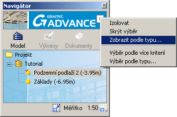 Krok 10: Skrytí kontrolního povrchu 1. V Navigátoru klikněte na pro zobrazení nabídky. 2.