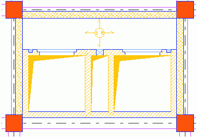 Nastavte parapet na 130 cm. 4. Umístěte vybrání. Obrázek 119: Umístění vybrání Stejným způsobem vytvořte vybrání pro ovládání dalšího výtahu. Dále vytvořte otvor ve středě horní stěny výtahové šachty.