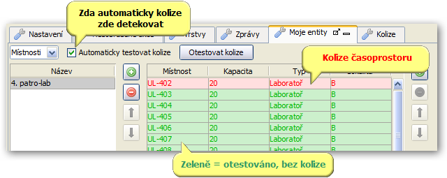 1.4.2.4 Kolize plánů nástroj plány předmětu V nástroji Plány předmětu jsou zobrazeny vždy všechny studijní plány, do kterých předmět náleží.