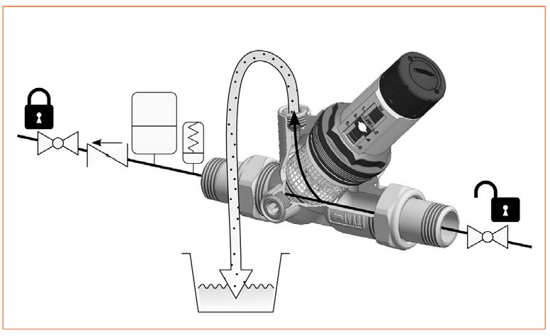 Čištění filtračního sítka Tlakový redukční ventil má integrované filtrační sítko, jehož funkcí je odstranění mechanických nečistot z přívodního potrubí.