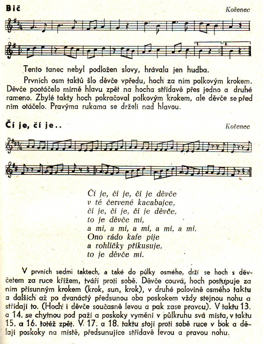 Příloha č. 2.: Ukázka dvou kořeneckých tanečních písní. In: MACKERLE, J.-TOVÁREK, F. VACOVÁ, P.