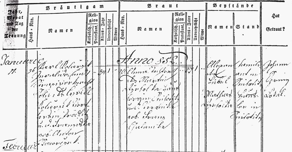 Oddán s Annou Řehulkovou 11-1-1852 viz