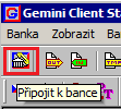 Spojení s Bankou vyvolejte v menu Banka přes nabídku Spojení, kliknutím na ikonku Spojení pod volbou Banka, případně pomocí klávesové zkratky Ctrl+B. 2.