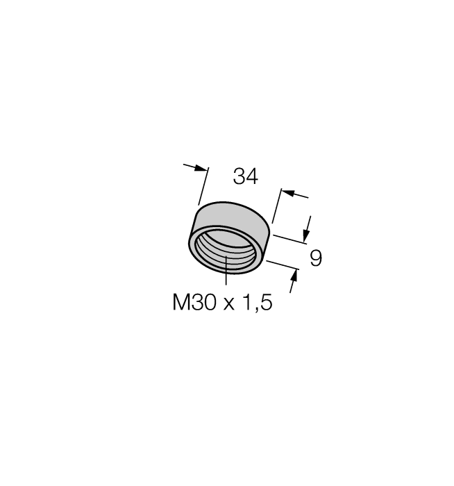 vnější závit M36x1,5, upozornění: spínací vzdálenost senzoru může být při použití