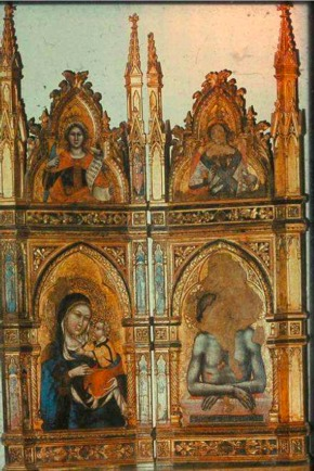 54. Tomaso da Modena, diptych s Madonou a Kristem v