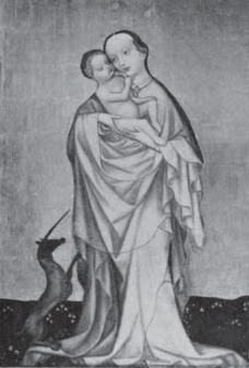 Erb s polopostavou Madony, 1411, Mistr Pavlových epištol, rukopis