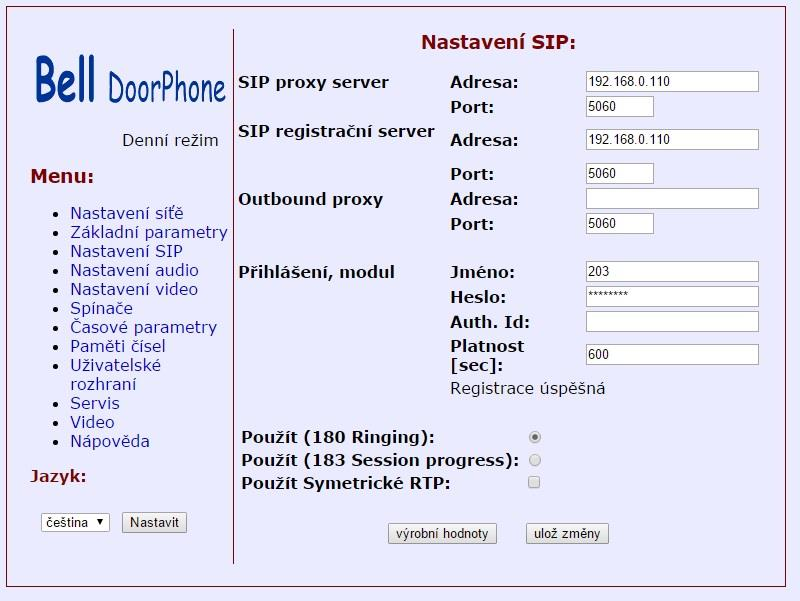 Nastavenie SIP Pre Adresu SIP proxy servera a Adresu SIP registračného servera použijeme IP adresu riadiacej jednotky Fibaro Home Center 2 ako môžete vidieť na obrázku.