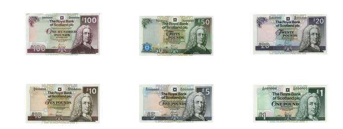 Clydesdale Bank vydává také dvě série bankovek