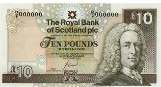 Royal Bank of Scotland - 10 Current Issue Charakteristika vzhledu: Velikost: 142x 75m Barva: hnědá Přední