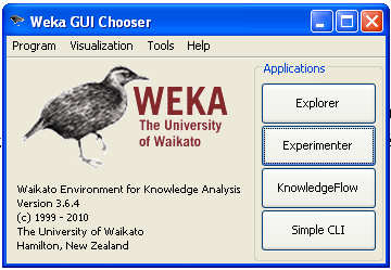5.2 Weka Pomocí programu Weka je možné k data miningové analýze přistupovat čtyřmi rozdílnými přístupy. Toto je už patrné z úvodní nabídky Obr. 5.