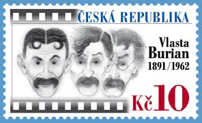 130 POŠTOVNÍ VĚSTNÍK Částka 3/2011 Vlasta Burian, vlastním jménem Josef Vlastimil Burian (1891 1962) byl český divadelní herec, režisér, zpěvák, divadelní ředitel, filmový herec, spisovatel a