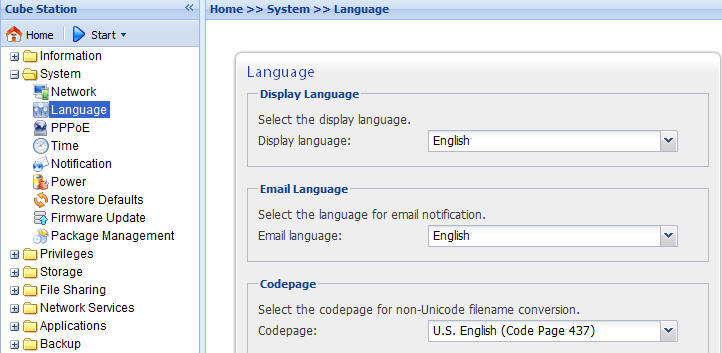 Nastavení kódování Stanice Synology Disk Station používá ke správě souborů kódování Unicode. Výhodou kódování Unicode je to, že k souborům mohou přistupovat uživatelé používající různé jazyky.