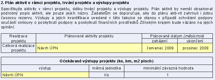 Na další straně je tabulka s názvem Předpokládané výdaje projektu.