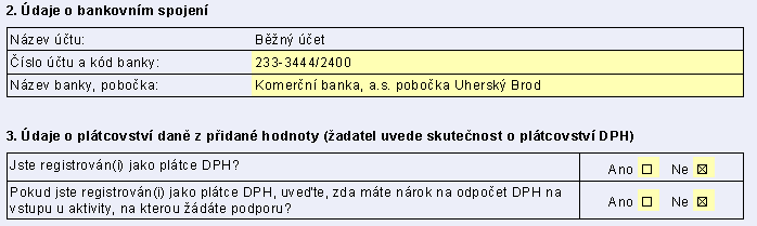 Níže uvidíte vyplněné informace: Všechny pole této tabulky jsou povinné až na položku DIČ.