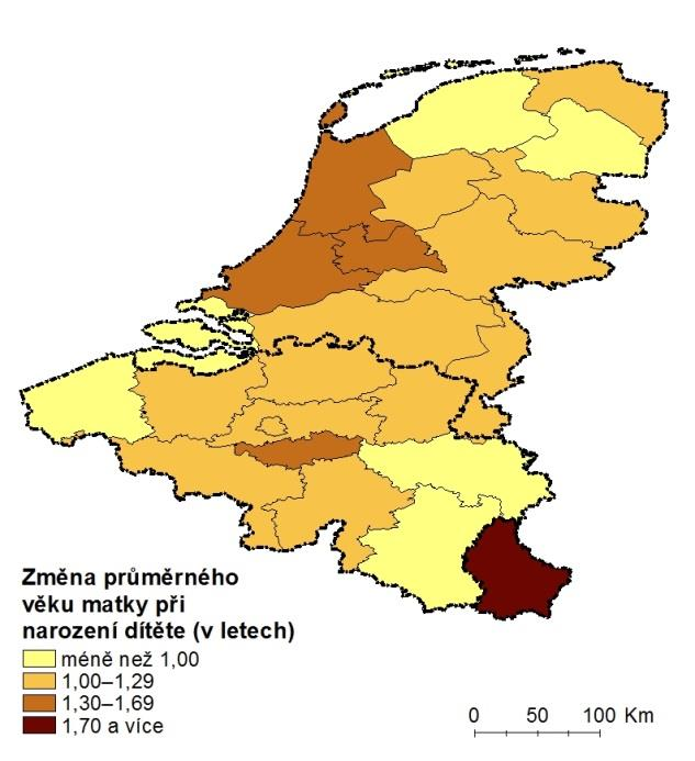 František Kudláček: Populační vývoj regionů NUTS 2 v zemích Beneluxu 60 Obr.