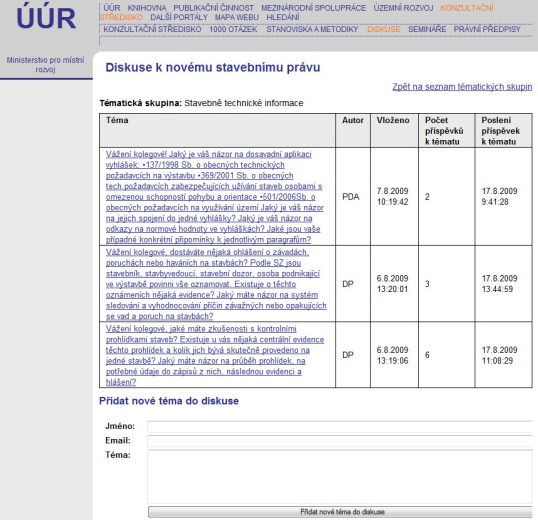 diskuse ke stavebnímu právu určená pro vzájemnou výměnu názorů