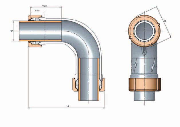 Quick univerzálne svorné spojky pre oce, čiernu oce a PE rúry zahnuté, uchytenie na oboch stranách QWO Pre oce ové rúry a pre čierne oce ové rúry: DIN EN 10255 (DIN 2440, 2441, 2442) a DIN 2448/2458