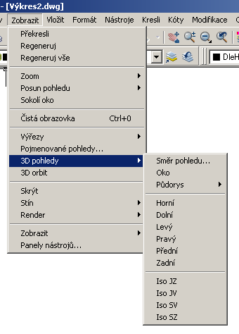 Zobrazováním3D výkresů Při práci ve třech dimenzích, budete potřebovat prohlížet výkres z různých úhlů.