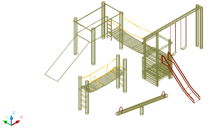 3D drát: Zobrazí objekty v drátovém zobrazení se stínovanou ikonou USS.