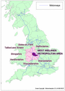Velká Británie - Birmingham West Midlands Metripolitan Area 2,6 mil. obyv.