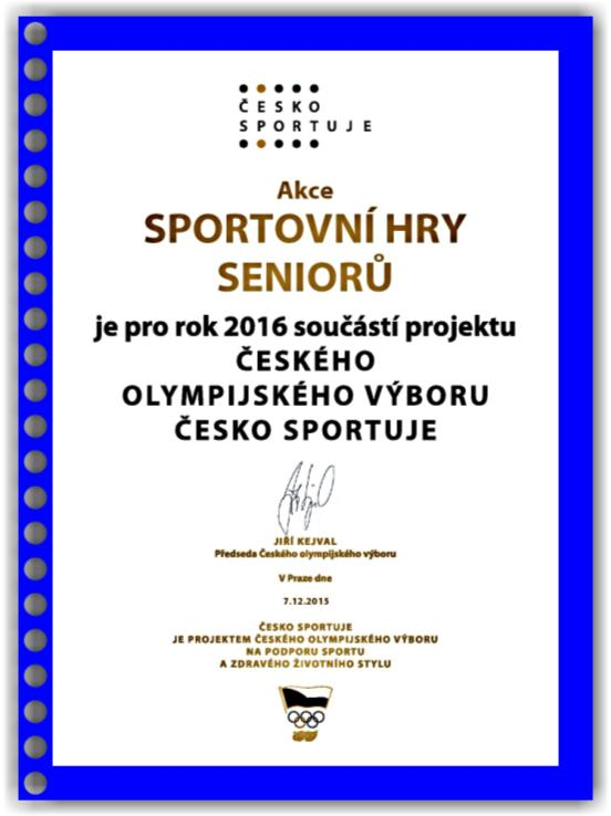 Nazdar sestry a bratři, rychle to utíká a pomalu se blíží další ročník Sportovních Her Seniorů, tentokrát s oficiálním statusem pro celou Českou republiku. Termín konání je 25.