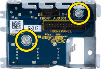 7. Vyjměte panel I/O z klece panelu I/O. Montáž panelu I/O 1. Vložte panel I/O do klece panelu I/O. 2.