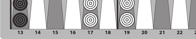 od pole 24 k poli 13, odkud pokračuje na pole 12 1), bílý proti směru hodinových ručiček (od pole 1 k poli 12, poté od pole 13 k poli 24).