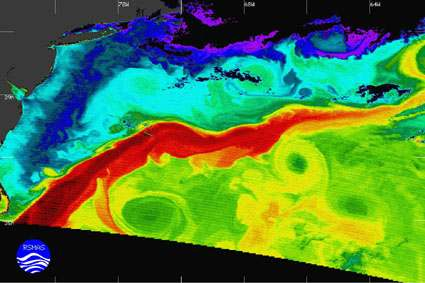 Termální snímky - teplotní poměry Golfského proudu Termální snímky - studium vulkánů Termální snímky