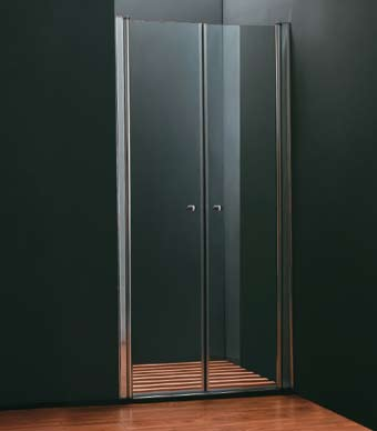 800/900 Dvojkrídlové lietacie dvere BLK NC 90-03-C - 900 x 1950 mm - 399,90 BLK NC 80-03-C - 800 x 1950 mm - 399,90 - číre 6 mm bezpečnostné sklo s povrchovou úpravou Bestglass - bezrámové sprchové